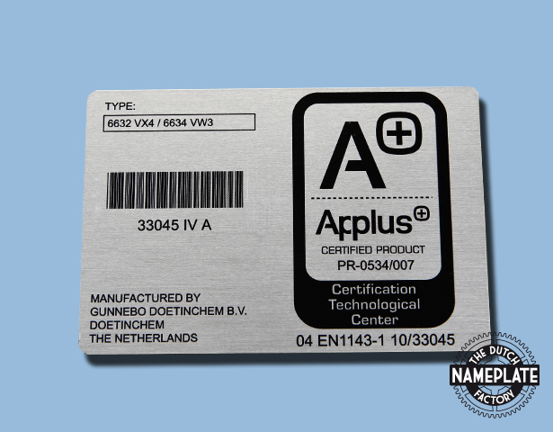Aluminium barcode label afgerond rechthoek
