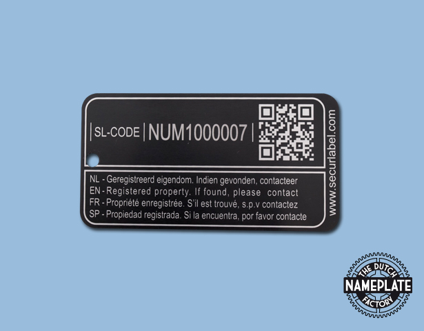 Aluminium nummerlabel met QR code